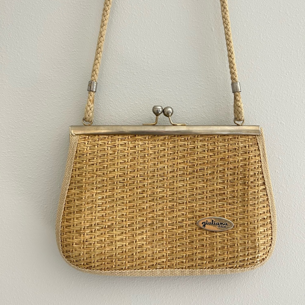 Vintage Giuliana Italia Natural Straw Handbag